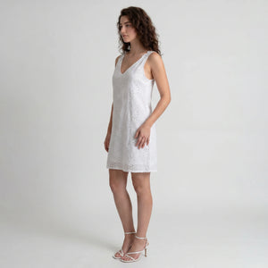 White Eyelet V-Neck Dress WHD0605005-230574