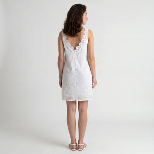 White Eyelet V-Neck Dress WHD0605005-230574
