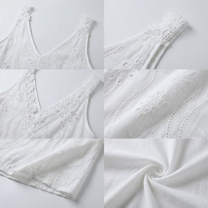 White Eyelet V-Neck Dress WHD0605005-230574
