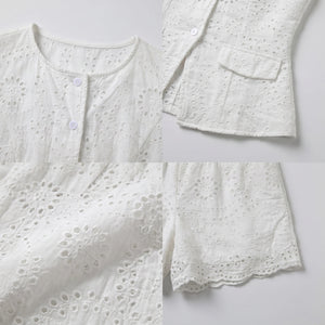 White Eyelet Vest Shorts Set WHD0605006-250479
