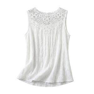 Lace Yoke Sleeveless Top WHD0605011-240352