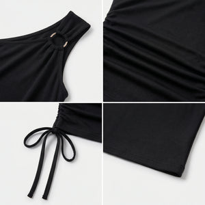 Asymmetric Ruched Cutout Top WHD0605013-230580