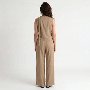 Khaki Vest Wide Leg Set WHD0605029-S-2604111