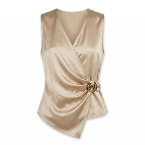 Draped Satin Cap Sleeve Top WHD0605031-S-260470