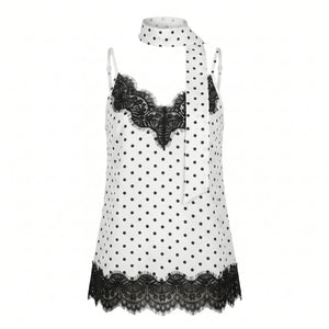 Polka Dot Lace Cami Top WHD0605032-S-260443