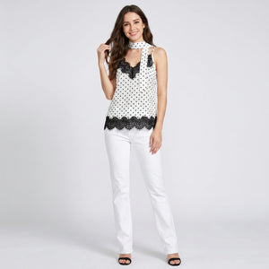 Polka Dot Lace Cami Top WHD0605032-S-260443