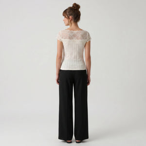 Lace Yoke Knit Top WHD0605034-S-260479