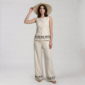 Embroidered Hem Pant Set WHD0605038-S-260472