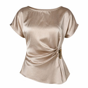 Ruched Satin Metal Accent Top WHD0605042-S-2604147