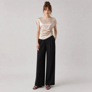 Ruched Satin Metal Accent Top WHD0605042-S-2604147
