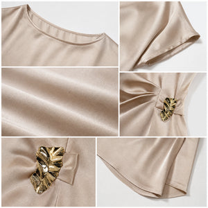 Ruched Satin Metal Accent Top WHD0605042-S-2604147