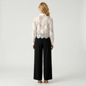 Floral Lace Button-Up Shirt WHD0605044-S-2604144