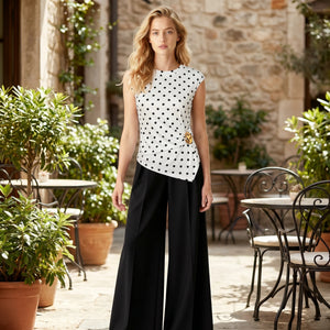 Polka Dot Ruched Top WHD0605045-S-2604150