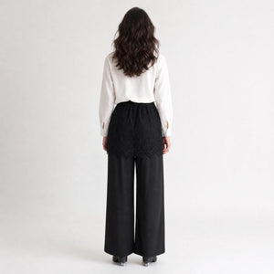Lace Overlay Wide-Leg Pants WHD0605048-S-260422