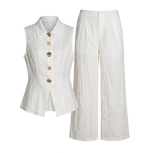 Tailored Vest Wide Leg Set WHD0605056-S-2603117