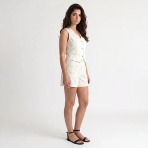 Lace & Embroidered Vest and Shorts Set WHD0605057-S-2506185