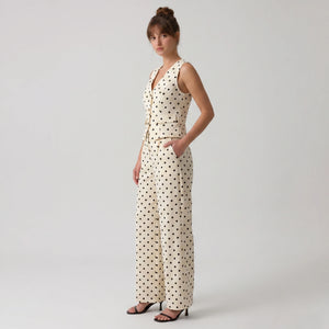 Polka Dot Vest and Wide Leg Pants Set WHD0605058-S-260402