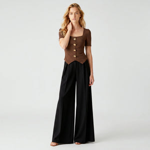 Square Neck Button Detail Top WHD0605064-S-2601190