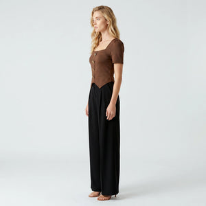 Square Neck Button Detail Top WHD0605064-S-2601190
