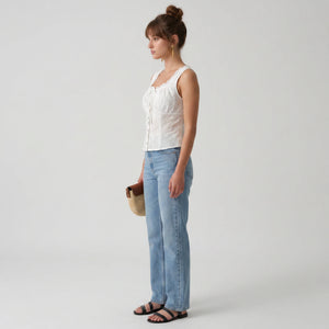 Embroidered Tie Front Tank Top WHD0605067-S-250607
