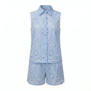 Eyelet Embroidered Short Set WHD0605077-S-2505134