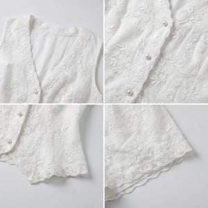 Lace Trim Embroidered Short Set WHD0605080-S-250466