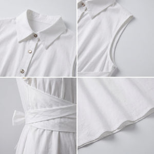White Tie-Waist Shirt Dress WHD0605085-S-2411137