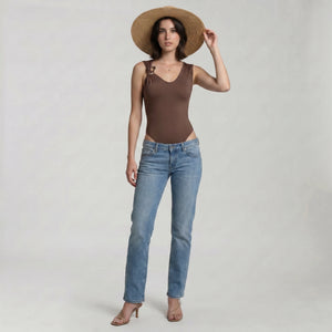 Brown Ring-Detail Bodysuit WHD0605088-S-260147