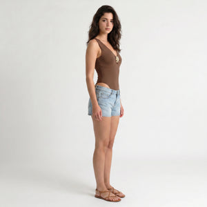 Brown Floral-Detail Bodysuit WHD0605089-S-2512163