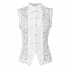 Mandarin Collar Lace Vest Top WHD0605096-S-2604129