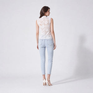 Mandarin Collar Lace Vest Top WHD0605096-S-2604129