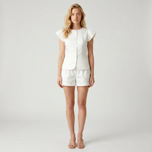 Pleated Sleeve Shorts Set WHD0605107-S-2505151