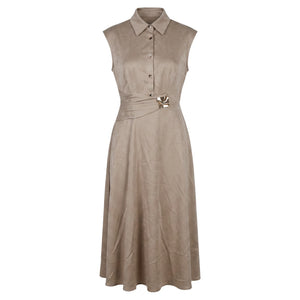 Buckle Waist Sleeveless Midi Dress WHD0605108-S-260152