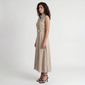 Buckle Waist Sleeveless Midi Dress WHD0605108-S-260152