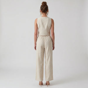 Linen-Look Vest Pants Set WHD0605110-S-250821