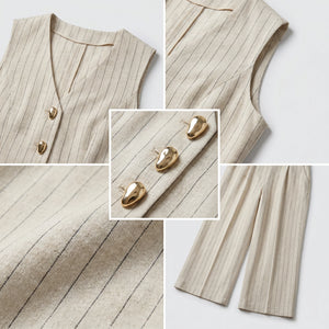 Pinstripe Vest Pants Set WHD0605111--250840