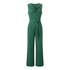 Draped Belted Wide Leg Jumpsuit WHD0605115-S-2603160