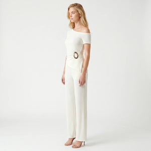 Asymmetric Ribbed Wide Leg Set WHD0605121-S-2603112