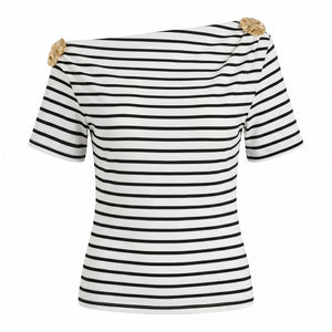 Striped Hardware Shoulder Top WHD0605127-S-2601272