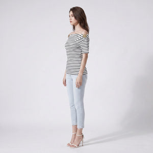 Striped Hardware Shoulder Top WHD0605127-S-2601272