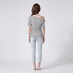 Striped Hardware Shoulder Top WHD0605127-S-2601272