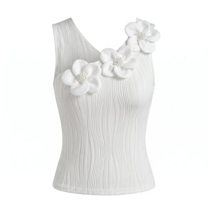 Floral One-Shoulder Ribbed Top WHD0605137-S-240937