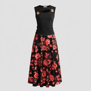 Cutout Floral Skirt Set WHD0605141-LF2552