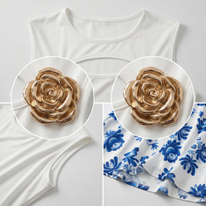 Cutout Floral Skirt Set WHD0605141-LF2552