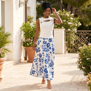 Cutout Floral Skirt Set WHD0605141-LF2552