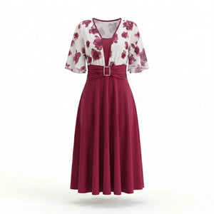 Floral Buckle Midi Dress WHD0605143-LF2546