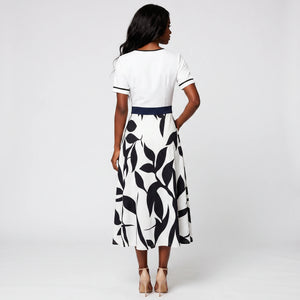 Botanical Contrast Midi Dress WHD0605144-LF2545