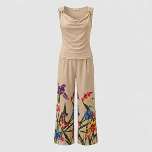 Floral Wide Leg Pants Set WHD0605147-LF2542