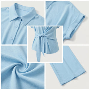 Knot Front Wide Leg Set WHD0605155-S-250992