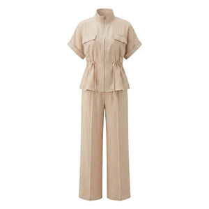 Zip Front Wide Leg Set WHD0605159-S-251127